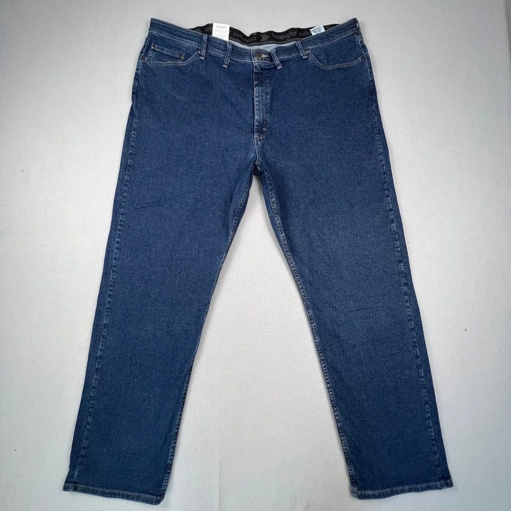 Wrangler Authentics Jeans Mens 48x34 Blue Comfort Flex Straight Leg Denim Casual